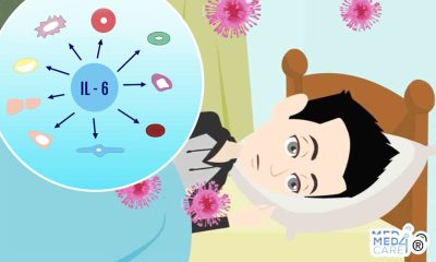 Illustrazione dell'interleuchina 6 (IL-6) e il suo ruolo nella cascata infiammatoria: citochina, risposta immunitaria e patologie associate